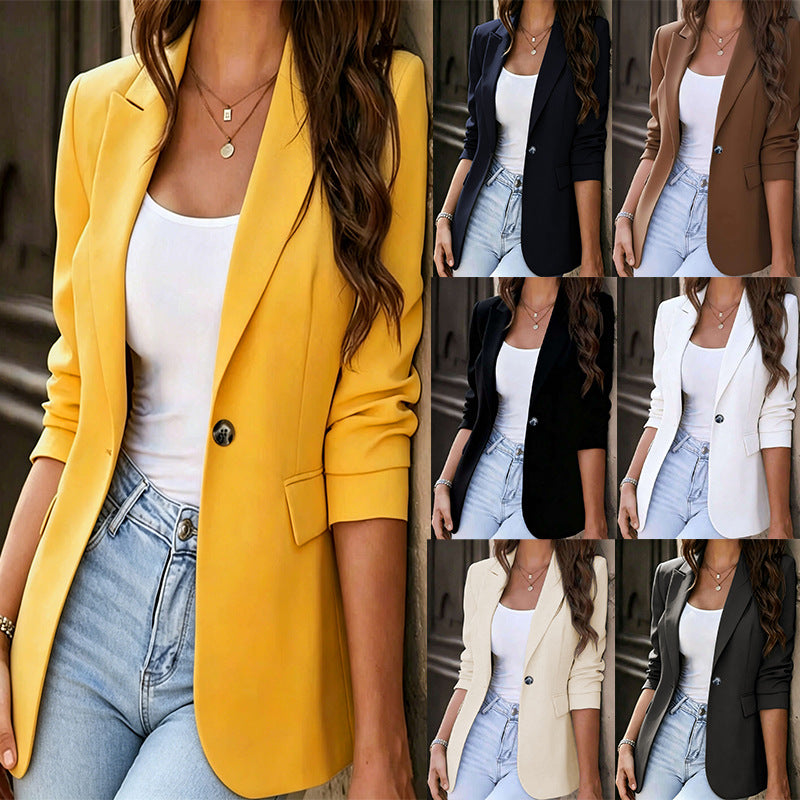 Women Tailored One-Button Blazer with Patch Pockets and Slim Silhouette Mune Fashion