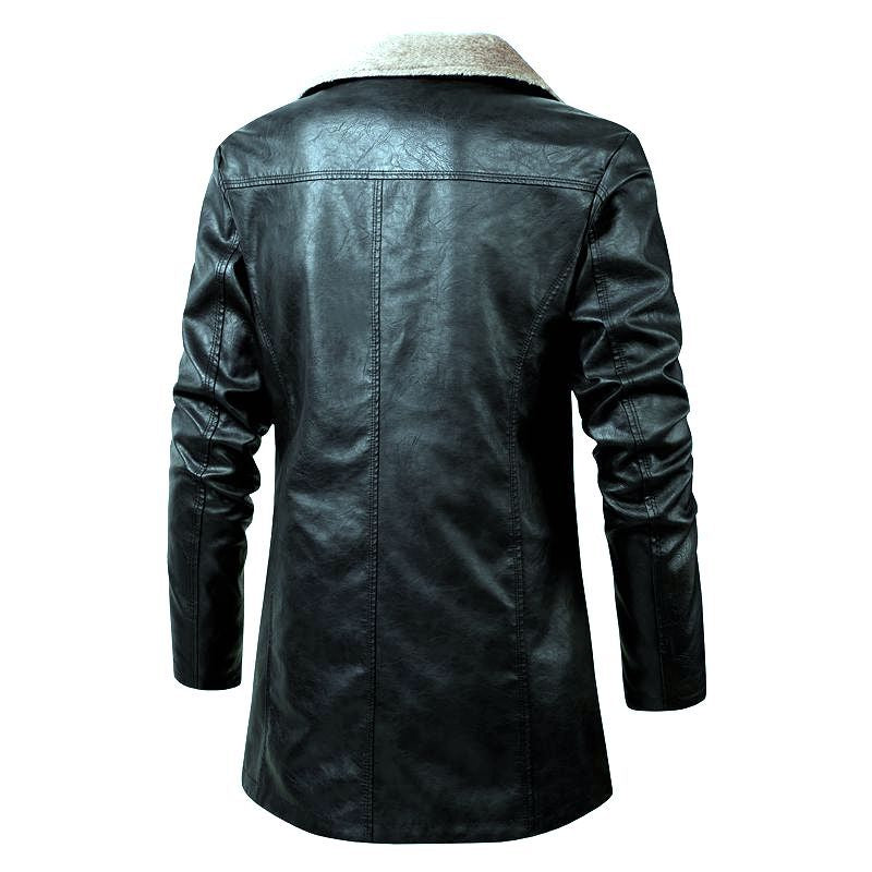 Men's Elegant Leather Jacket with Warm Lining Mune Fashion