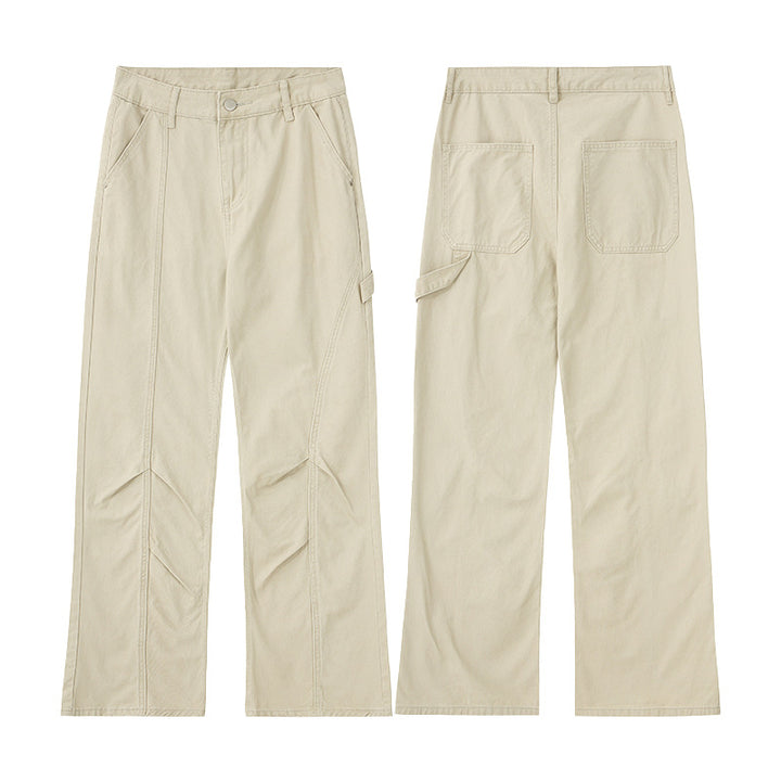 Men's Wide Canvas Cargo Pants in Workwear Style with Carpenter Loop and Straight Leg Mune Fashion