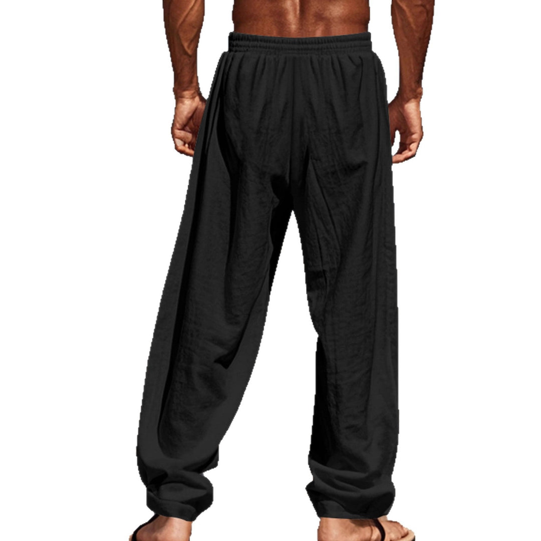 Men's Comfortable Linen Pants with Elastic Waistband and Side Pockets Mune Fashion