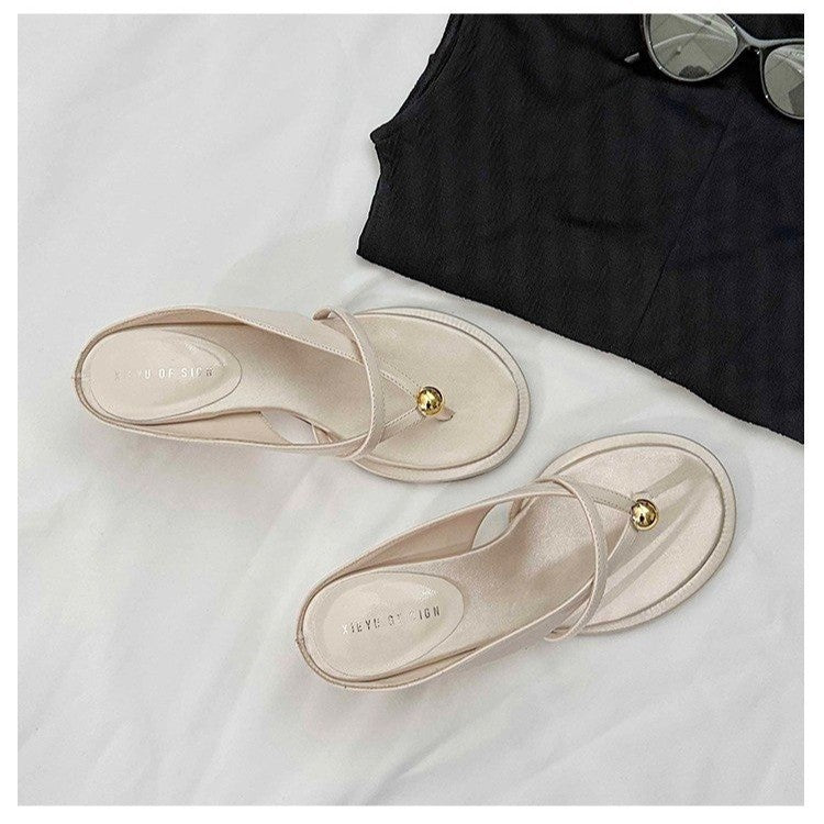 Ladies Elegant Mule Sandal with Toe Ring, Filigree Straps and Sculpted Kitten Heel Mune Fashion