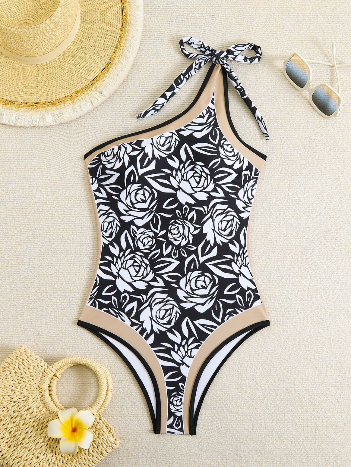 Women's one-piece swimsuit with floral design and halter neck Mune Fashion