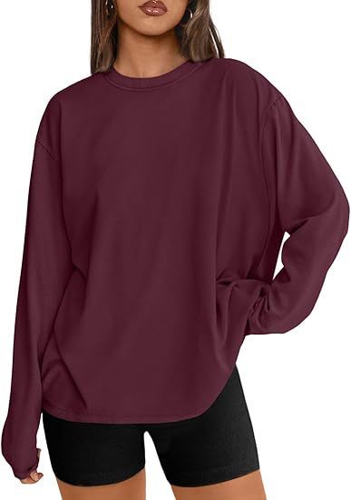 Women's Oversize Sweatshirt with Round Neck and Extended Hem Drune