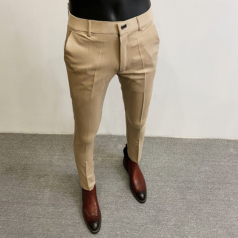 Men's tailored chino suit trousers with crease, stretch comfort and concealed hook closure Mune Fashion