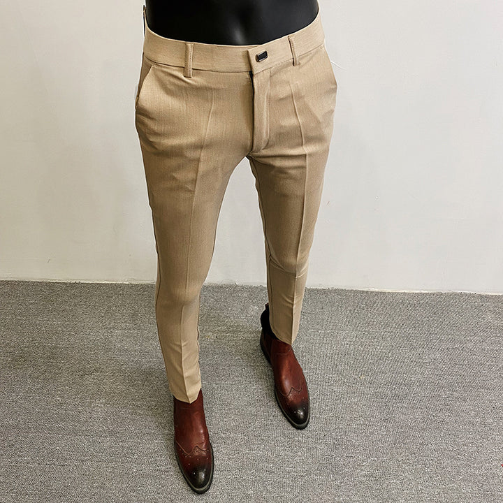 Men's tailored chino suit trousers with crease, stretch comfort and concealed hook closure Mune Fashion