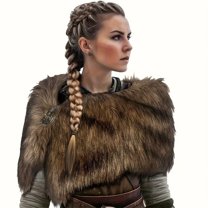 Ladies' shoulder stole made of faux fur in a rustic fur look with leather strap Mune Fashion