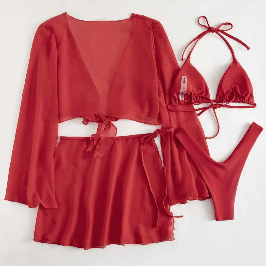 Women Cotton Beach Set with Casual Wrap Design Mune Fashion
