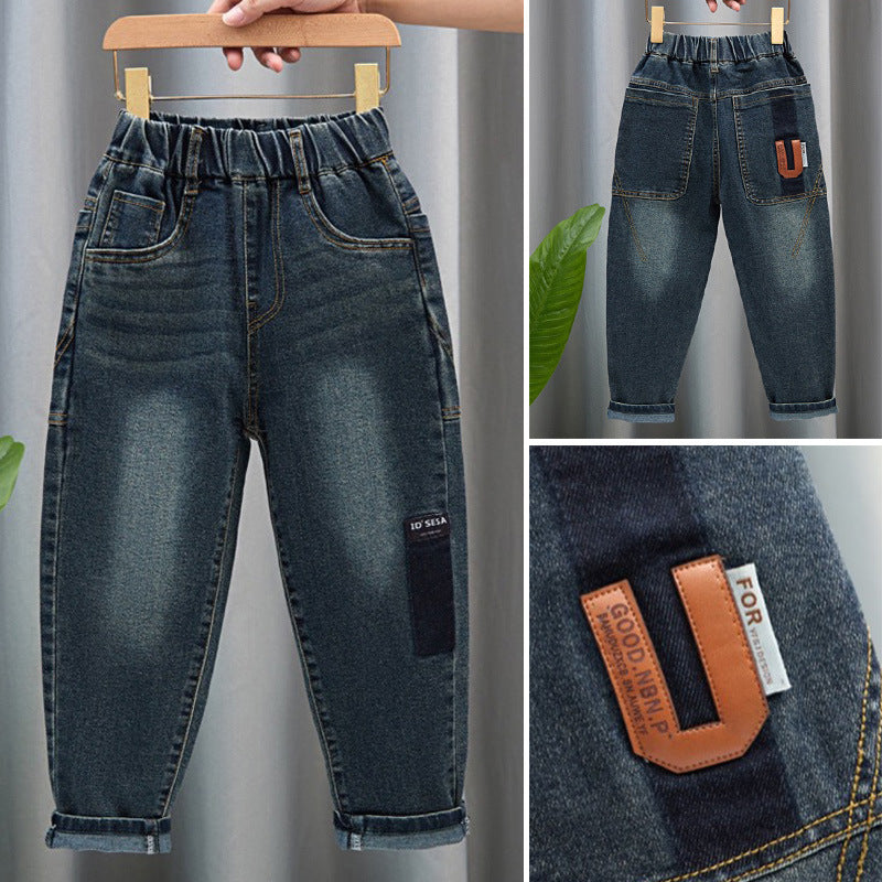 Unisex fashionable denim pants with elastic waistband and large pockets Mune Fashion