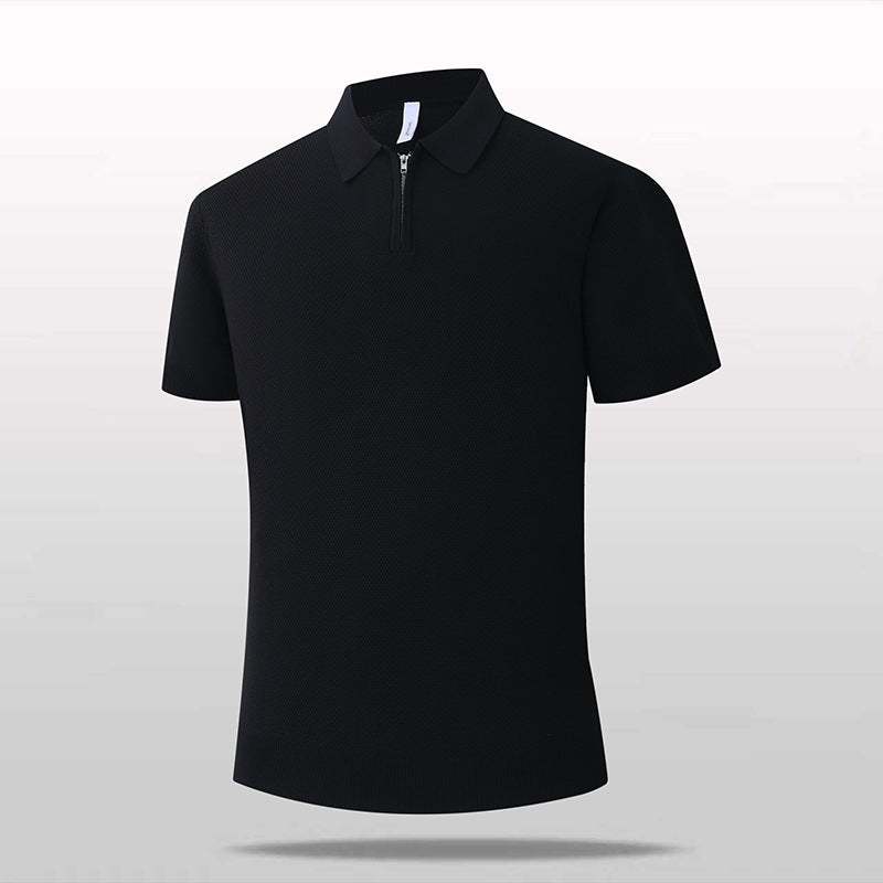 Men's Short Sleeve Polo Shirt with Zipper Mune Fashion