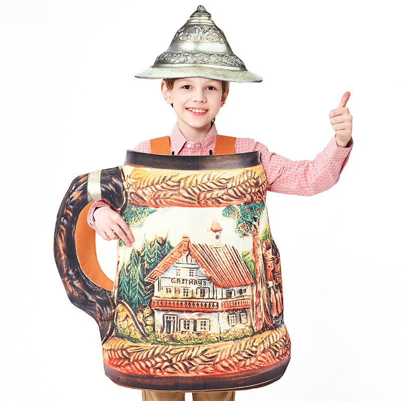 Unisex nan traditional ceramic beer mug with pewter lid and hand-painted relief motif Mune Fashion
