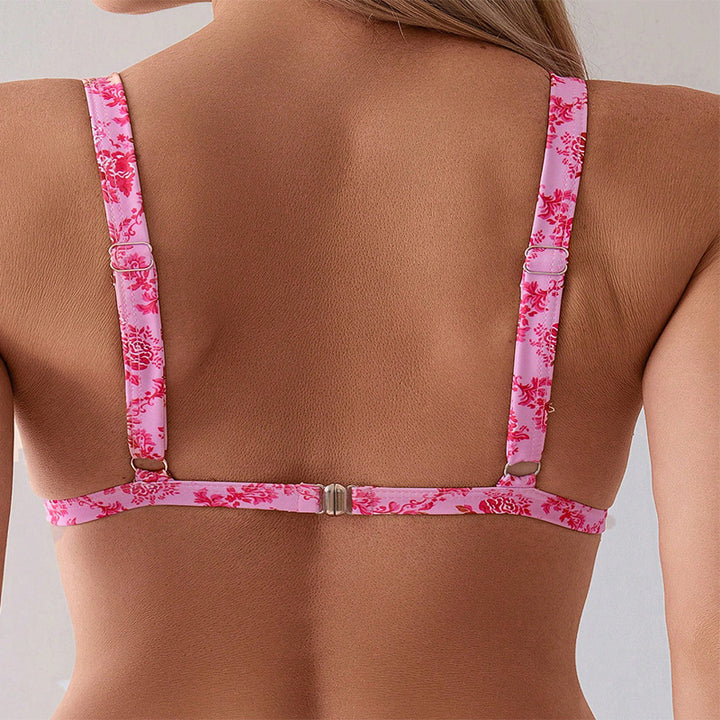 Women's Triangle Bikini Set with fresh floral pattern and adjustable straps Mune Fashion