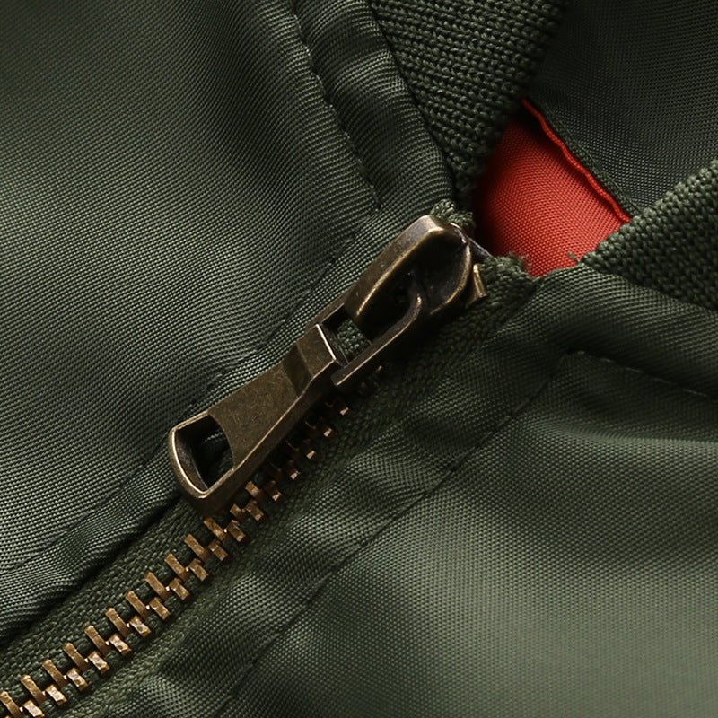 Men's Urban Nylon Bomber in Flight Look with Zipper Arm Pocket and Elastic Cuffs Mune Fashion