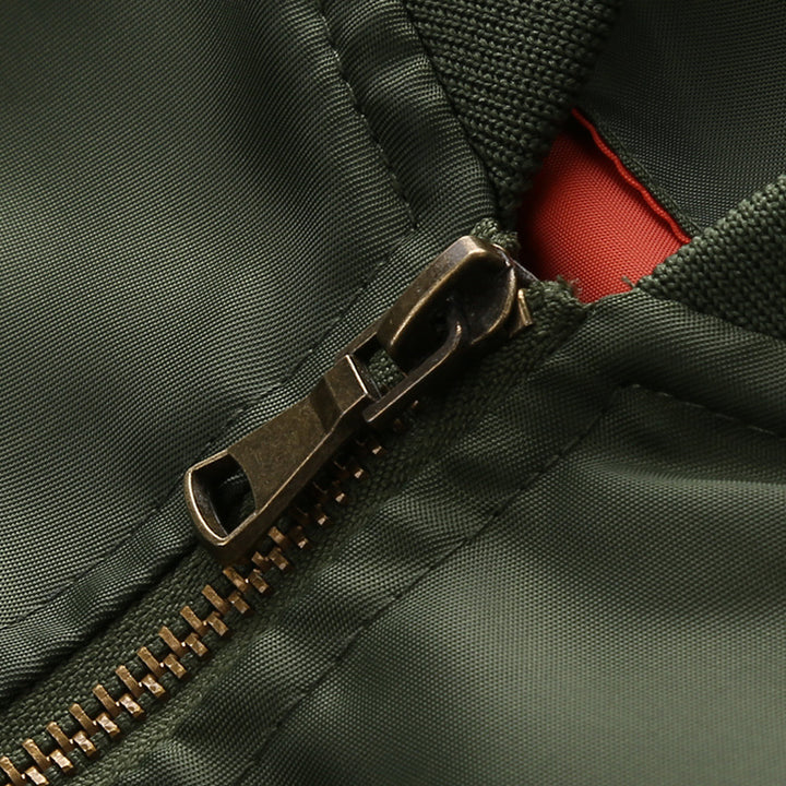 Men's Urban Nylon Bomber in Flight Look with Zipper Arm Pocket and Elastic Cuffs Mune Fashion