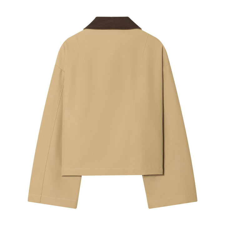 Women's Short Oversized Harrington Jacket with Contrast Collar and Patch Pockets Mune Fashion
