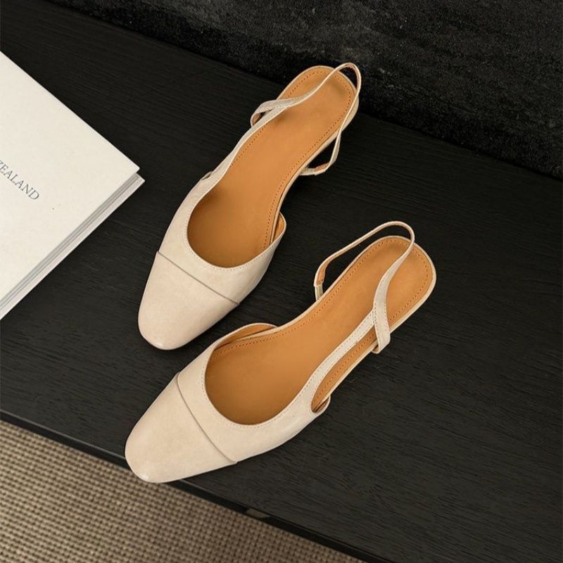 Women's slingback ballet flats with square toe box and elastic heel strap Mune Fashion