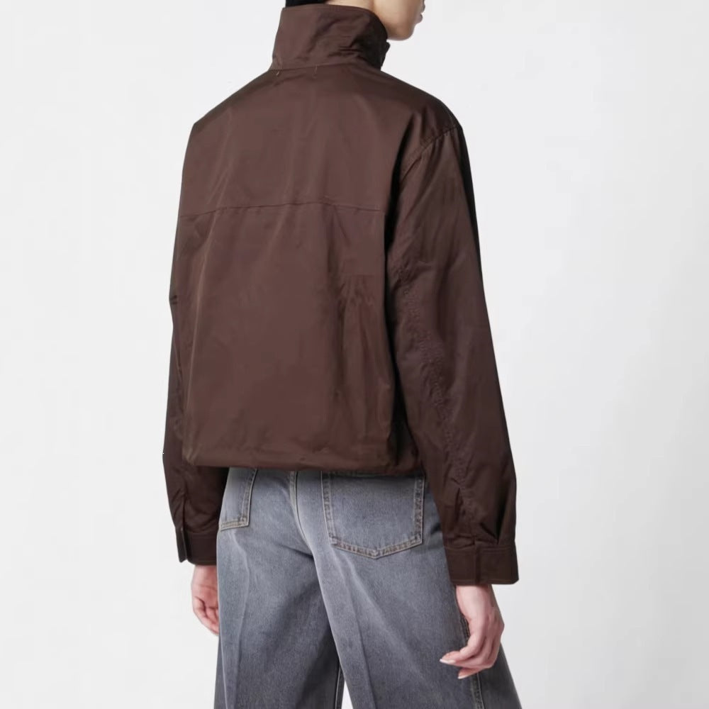 Ladies' Fashion Jacket with Stand-up Collar