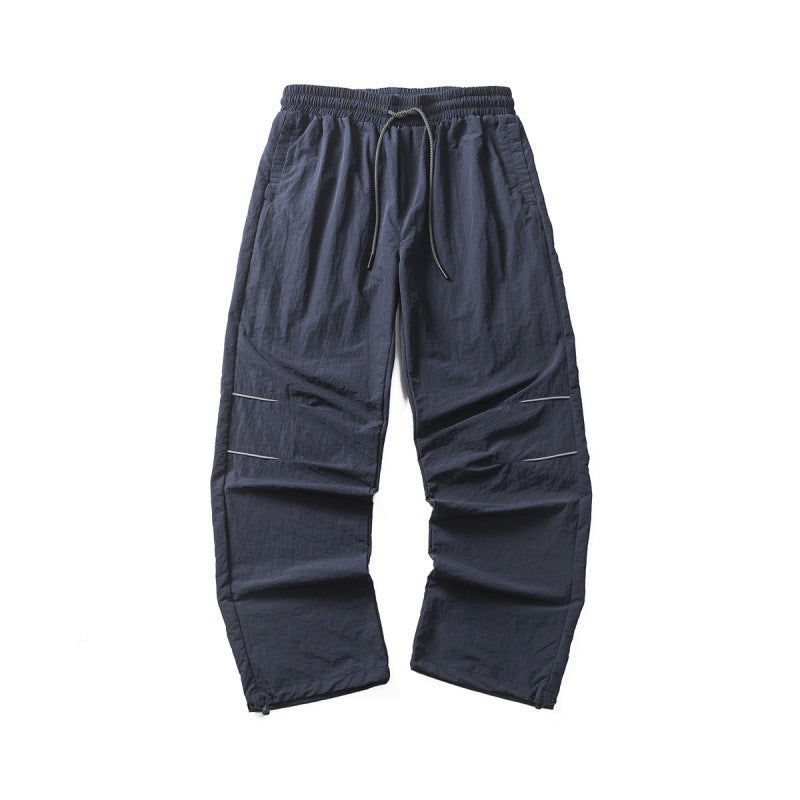 Men's Lightweight Cargo Casual Pants with Drawstring Waistband, Reflective Details, and Adjustable Leg Openings Mune Fashion