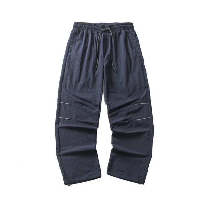 Men's Lightweight Cargo Casual Pants with Drawstring Waistband, Reflective Details, and Adjustable Leg Openings Mune Fashion