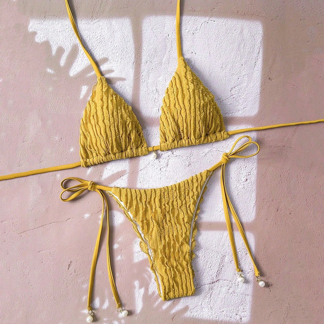 Women's Triangle Bikini with Structured Texture Mune Fashion