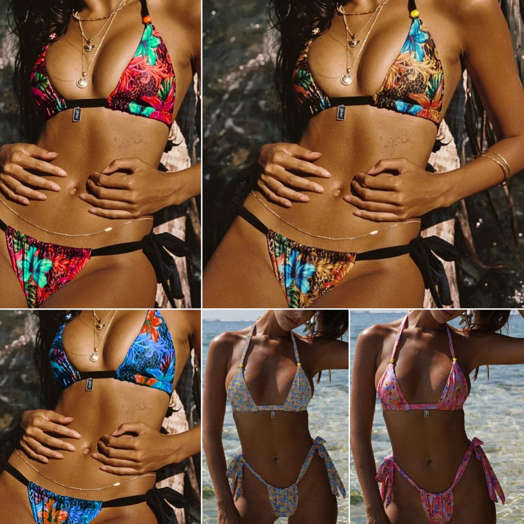 Ladies triangle bikini with easily adjustable straps and floral pattern Mune Fashion