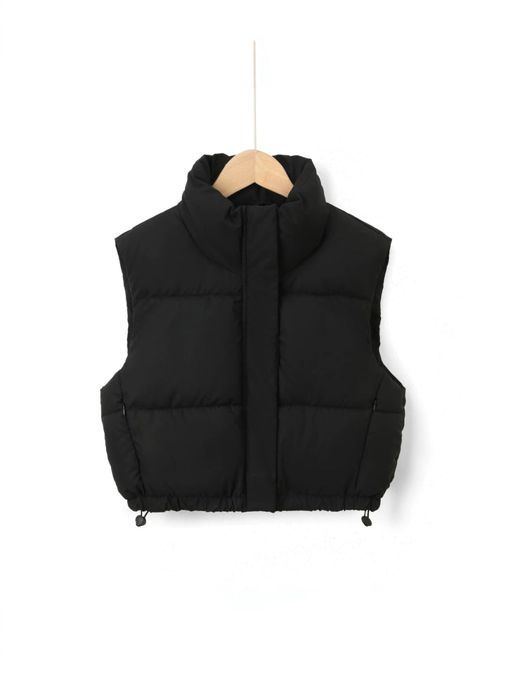 Women Padded Quilted Gilet with High Stand-Up Collar Mune Fashion