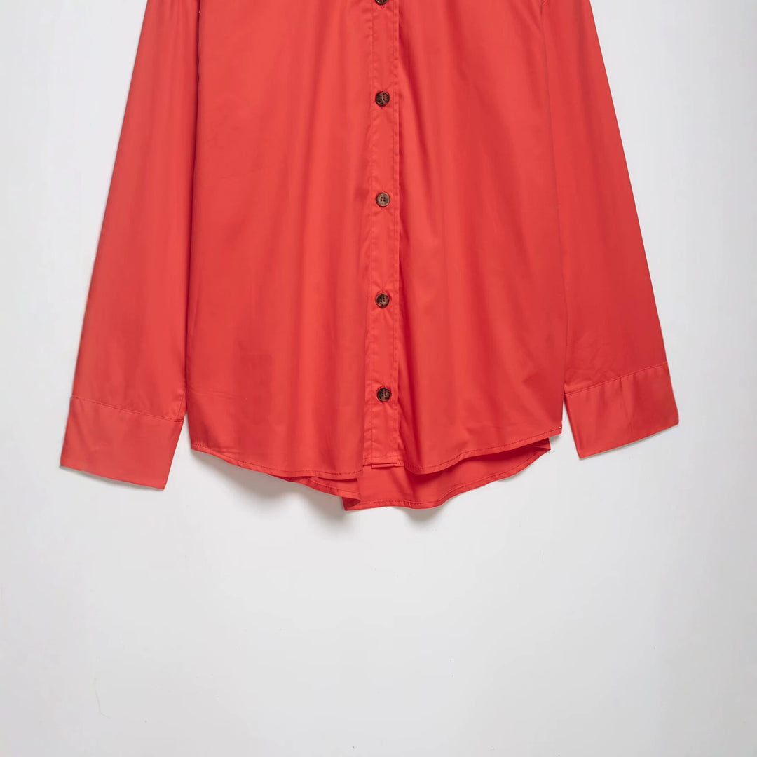 Women's Oversize Shirt Jacket with Stand-Up Collar and Full Button Placket Mune Fashion