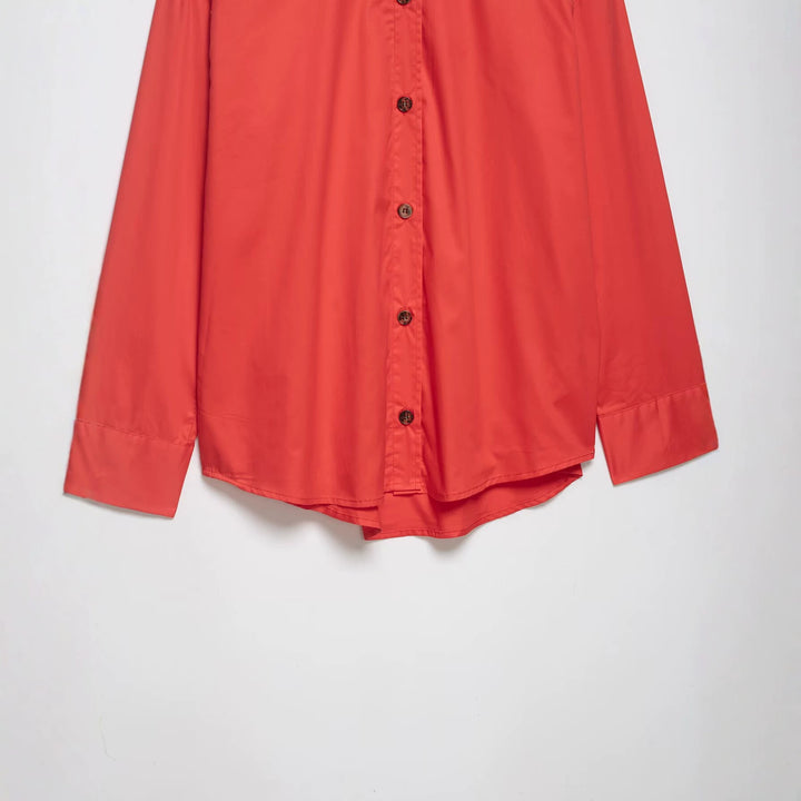 Women's Oversize Shirt Jacket with Stand-Up Collar and Full Button Placket Mune Fashion