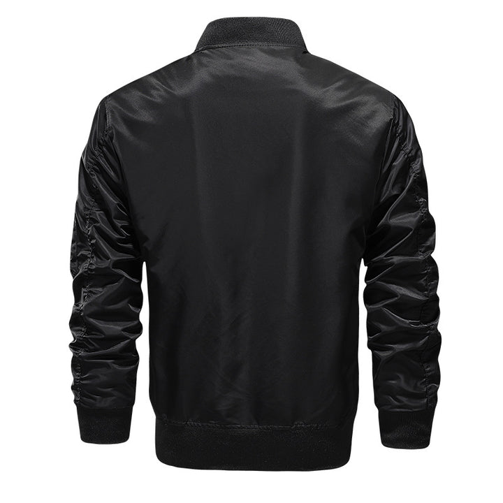 Men's nylon bomber jacket with contrasting inner lining, arm pocket & ribbed cuffs Mune Fashion
