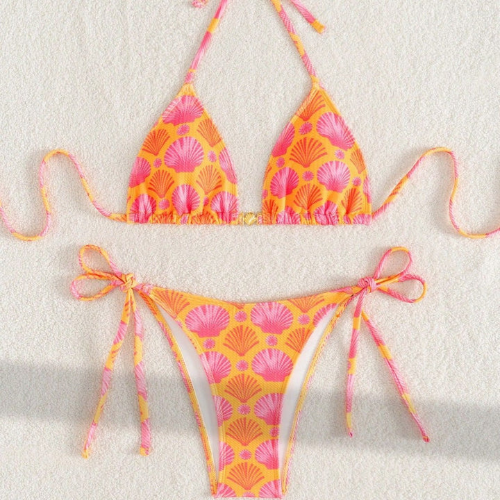 Women's triangle bikini with shell print and friendly cut Mune Fashion