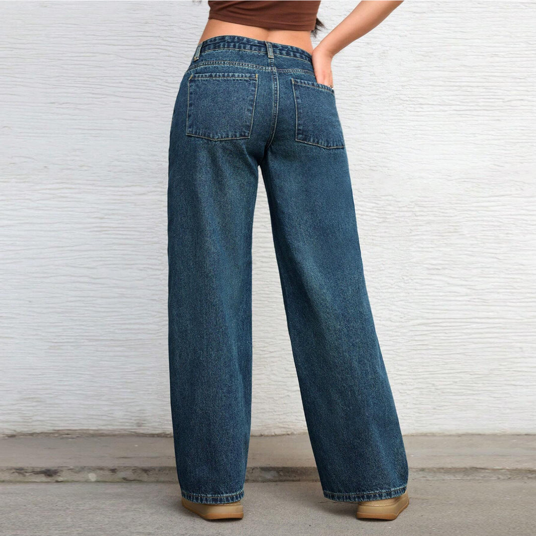 Women High-waisted wide Vintage Denim Pants Mune Fashion