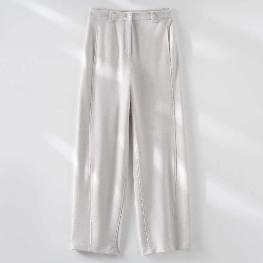 Women's High-Waist Pants with Ironed Pleat and Straight Leg Mune Fashion