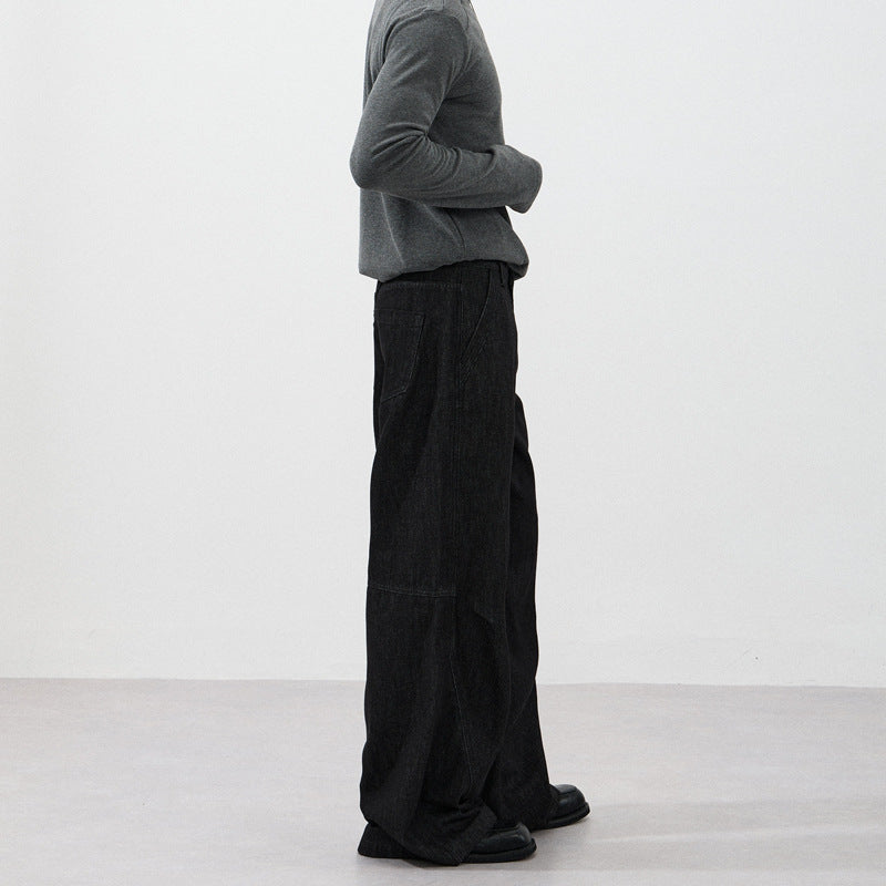 Men's Marlene denim pants in extra-wide palazzo cut with floor-length leg Mune Fashion