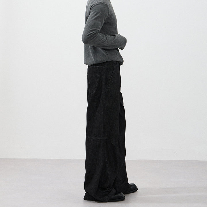 Men's Marlene denim pants in extra-wide palazzo cut with floor-length leg Mune Fashion