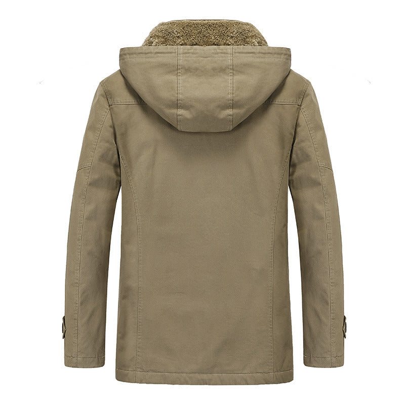 Men's Canvas Military Parka with Teddy Fleece Lining and Multifunctional Pockets Mune Fashion