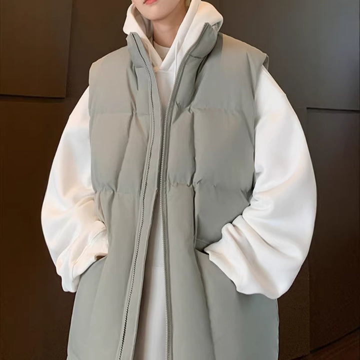 Women Casual Quilted Vest with High Collar Mune Fashion