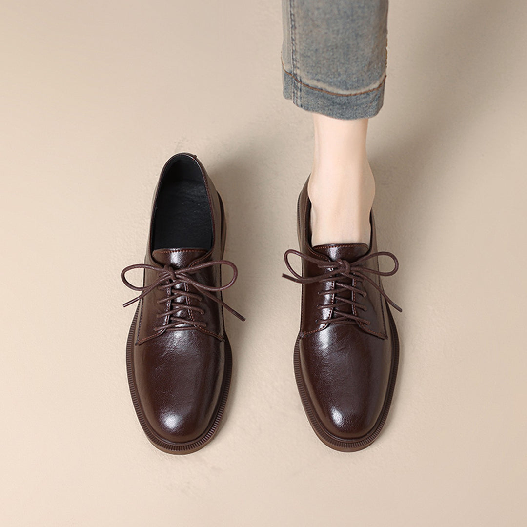 Women's Classic Leather Lace-Up Shoes Mune Fashion