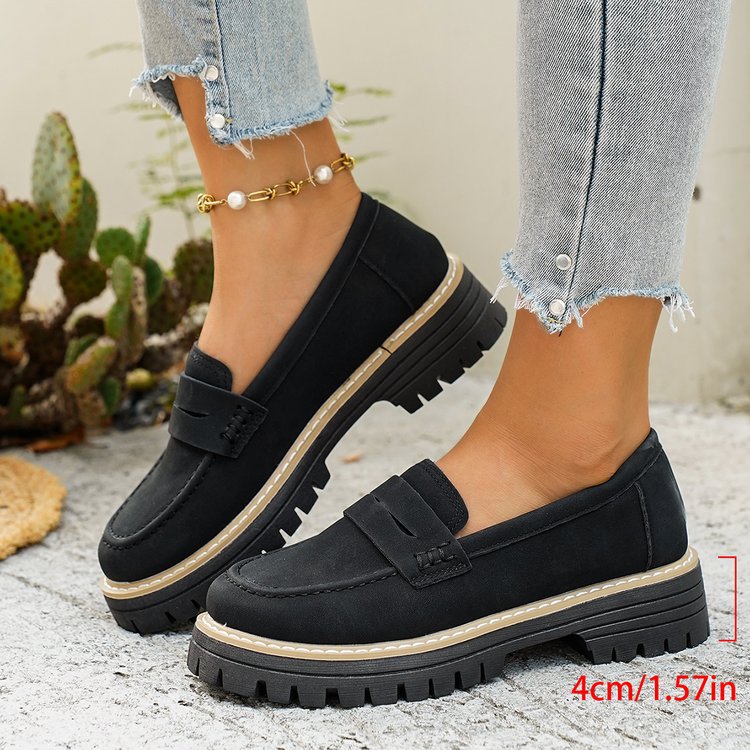 Damen Plateau-Loafer mit profilierter Gummisohle und Mokassin-Detail Mune Fashion