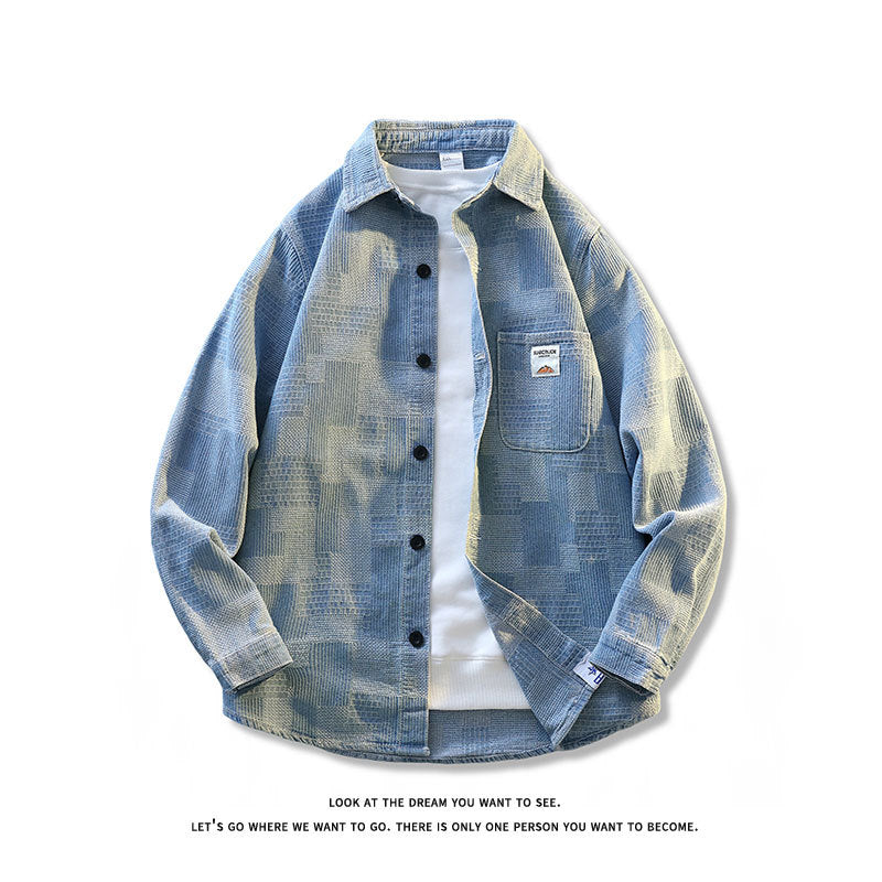 Men's Structured Overshirt Jacket in Cord with Patch Chest Pocket Mune Fashion