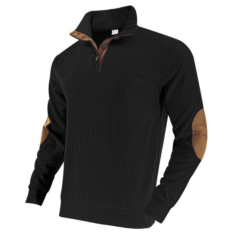 Men's ribbed turtleneck with stand-up collar and contrasting elbow patches Mune Fashion