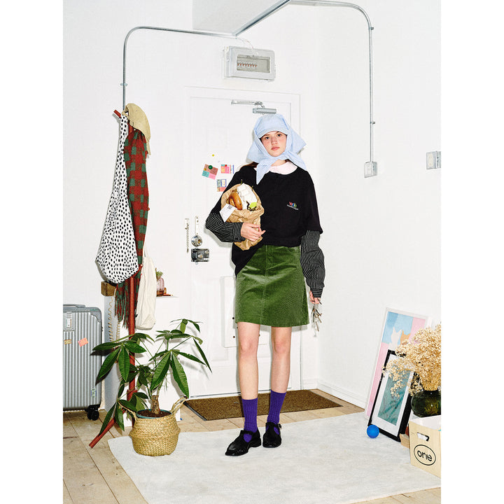 Unisex Layered Long Sleeve Shirt with Henley Placket and Striped Sleeve Inserts Mune Fashion