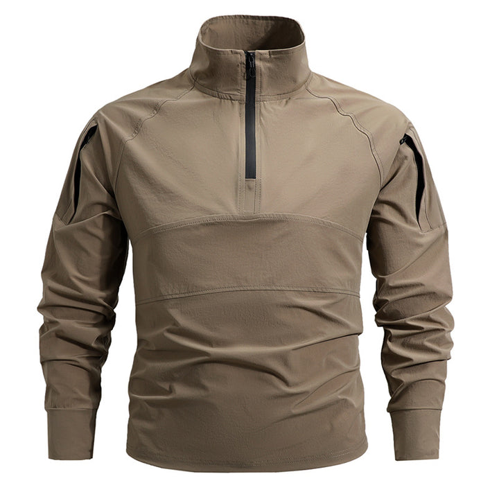 Men's Tactical Half-Zip Combat Shirt with Arm Pockets, Elastic Cuffs and Breathable Stretch Material Mune Fashion
