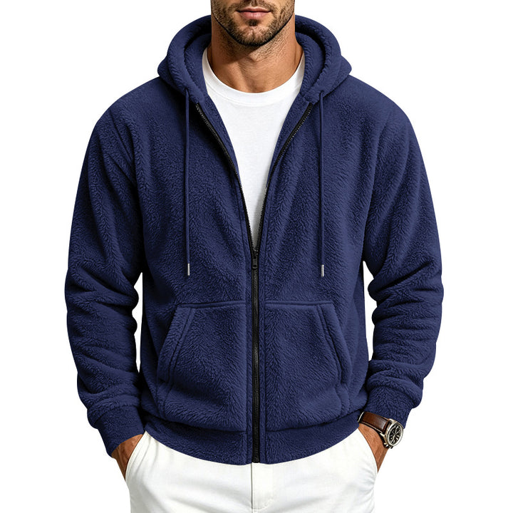 Men's fleece hoodie jacket with teddy lining, full zip and kangaroo pockets Mune Fashion