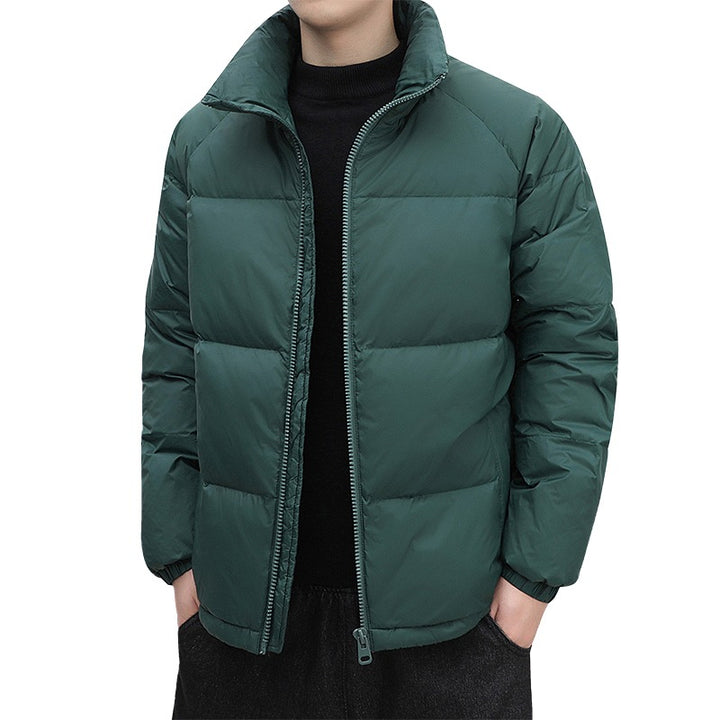 Men's Short Cut Thermoregulating Puffer Jacket with High Standing Collar & Two-Way Zipper Mune Fashion