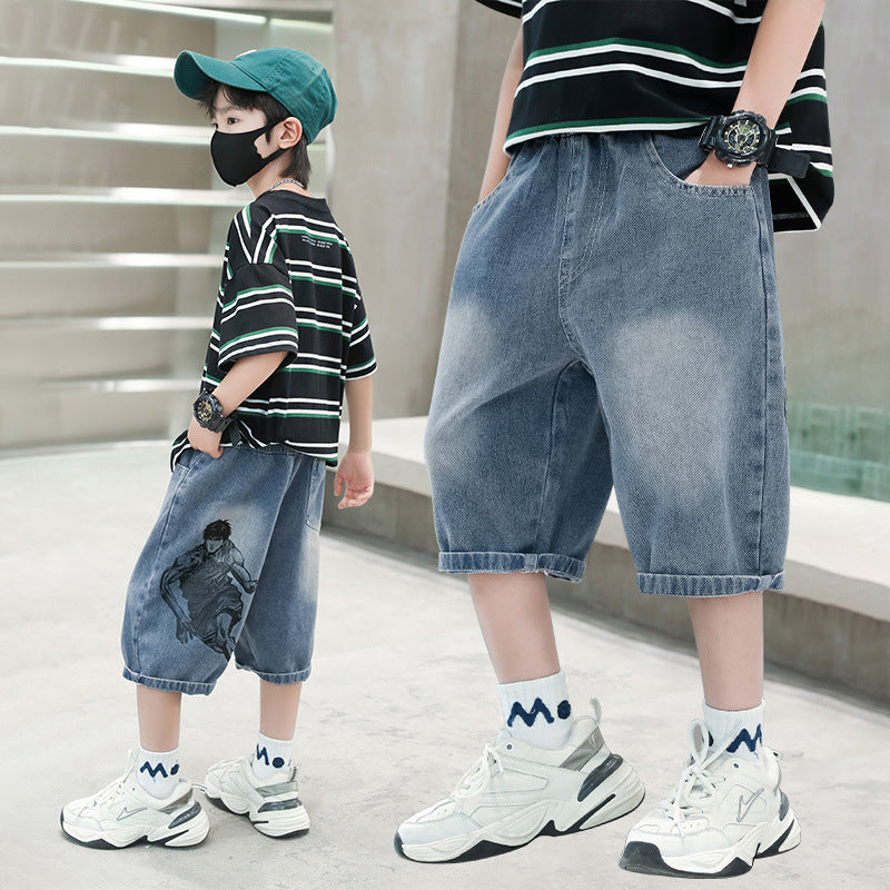 Unisex casual denim shorts with unique character Mune Fashion