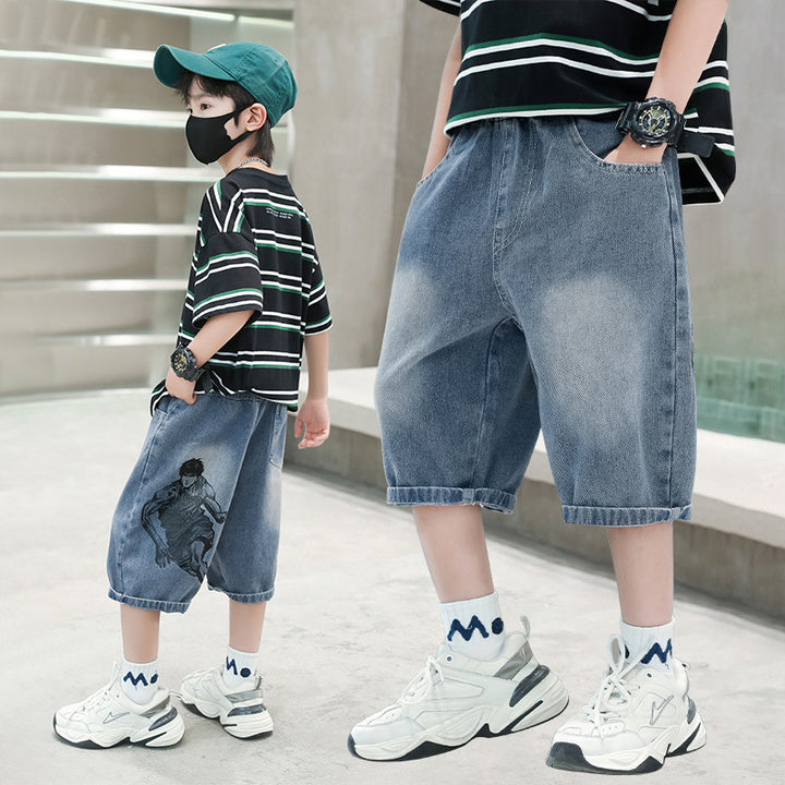 Unisex casual denim shorts with unique character Mune Fashion