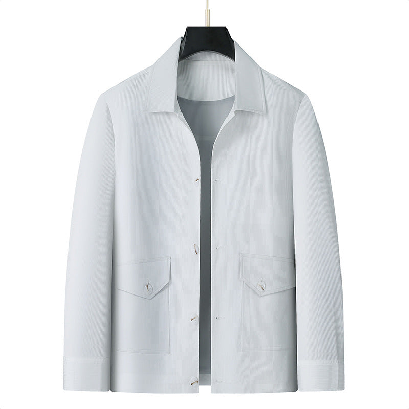 Men's transitional jacket in overshirt style with shirt collar and patch pockets Mune Fashion