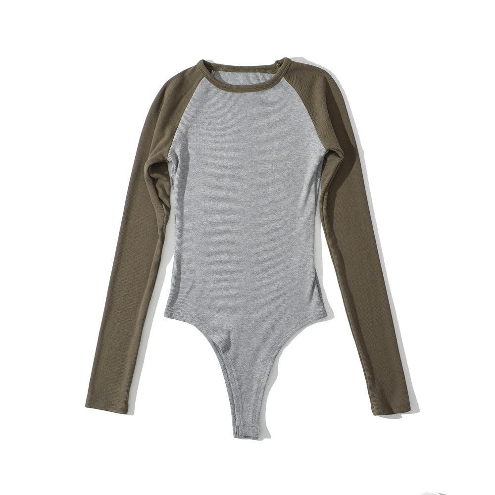 Women's raglan bodysuit with long sleeves, ribbed texture and snap closure Mune Fashion
