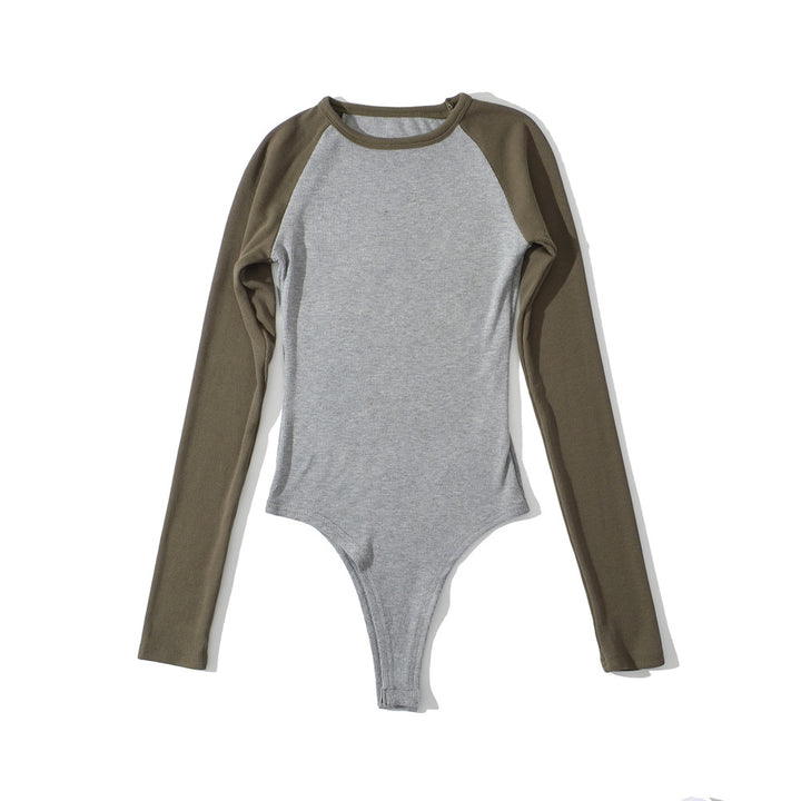 Women's raglan bodysuit with long sleeves, ribbed texture and snap closure Mune Fashion