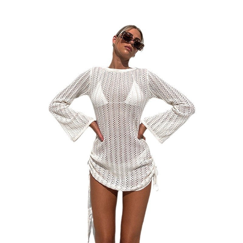 Ladies beach-friendly net dress with side laces Mune Fashion