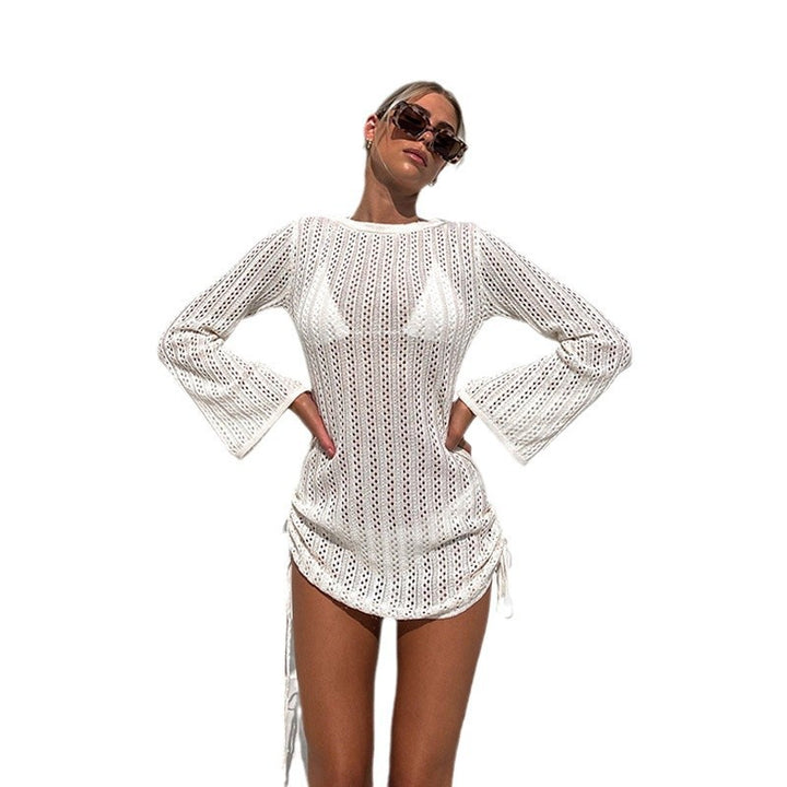 Ladies beach-friendly net dress with side laces Mune Fashion